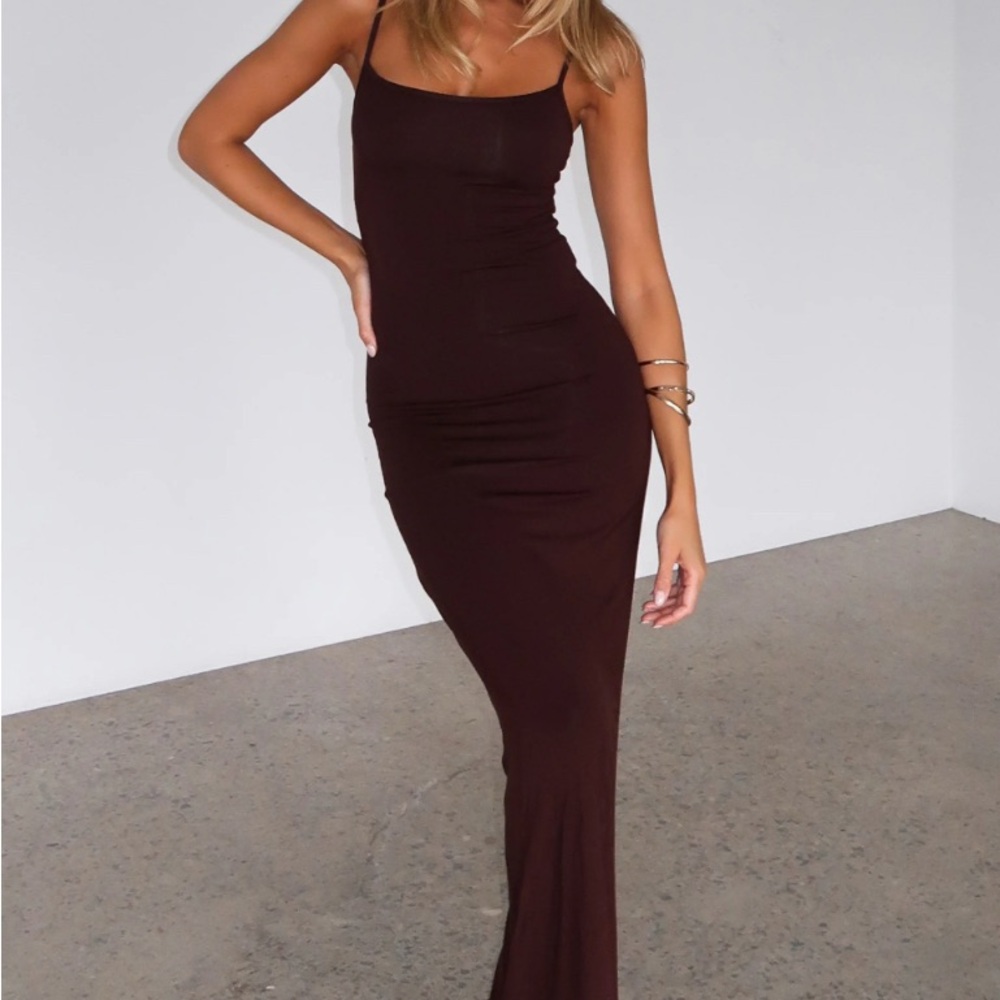 White Fox Maxi Dress- Brown
